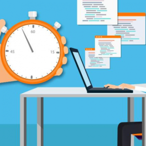 animated timer with guy sitting at computer