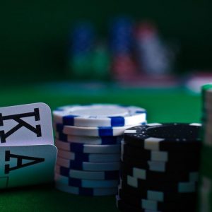 King and Ace of Club with poker chips