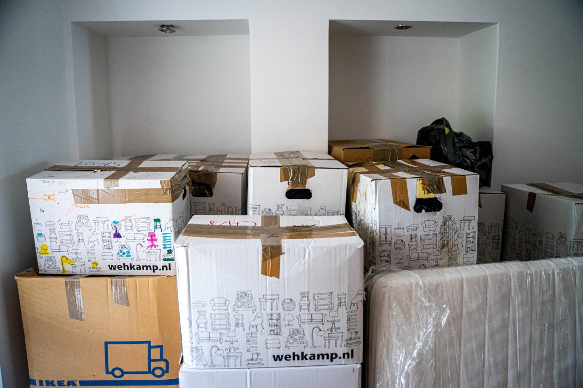 boxes packed and duck taped