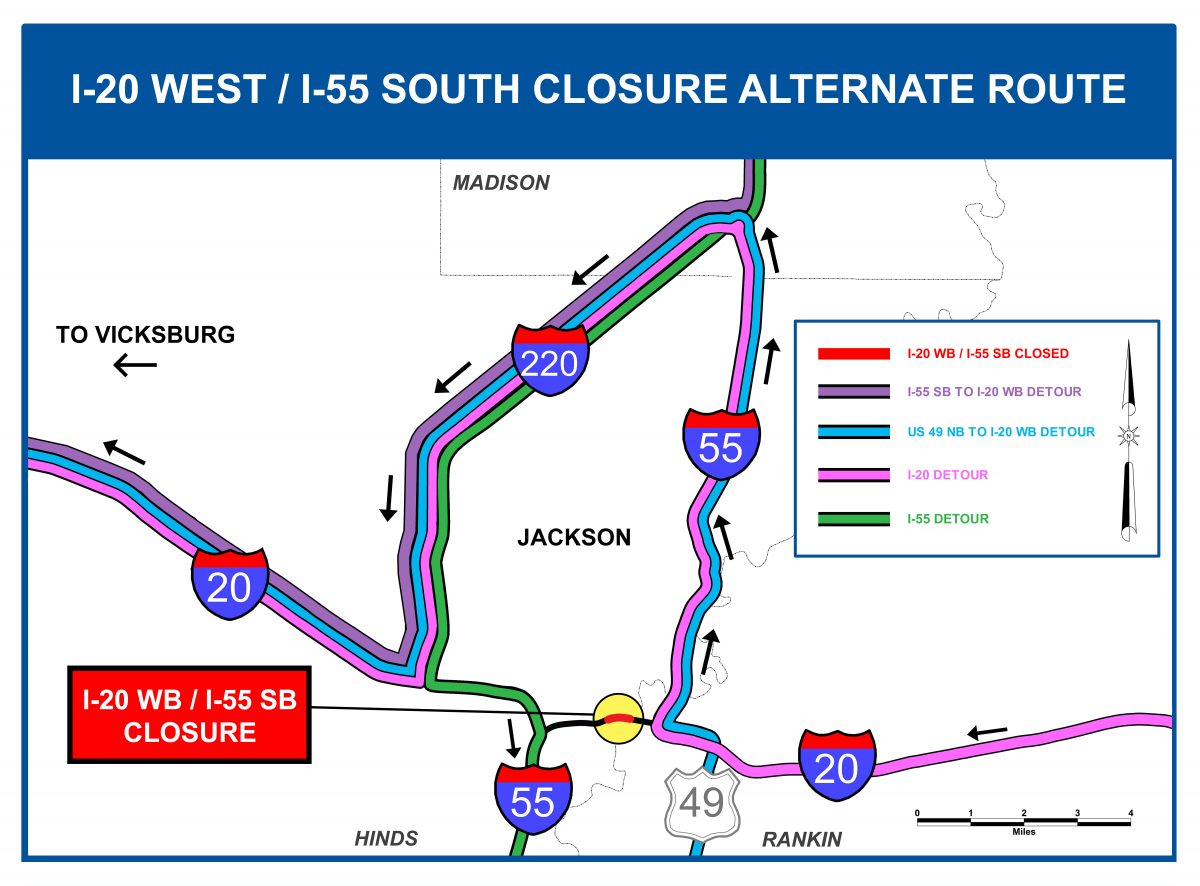 Traffic Alert! I20 westbound/I55 southbound to temporarily CLOSE in Jackson April 8 The
