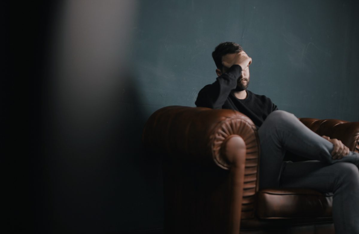 Person stressed sitting