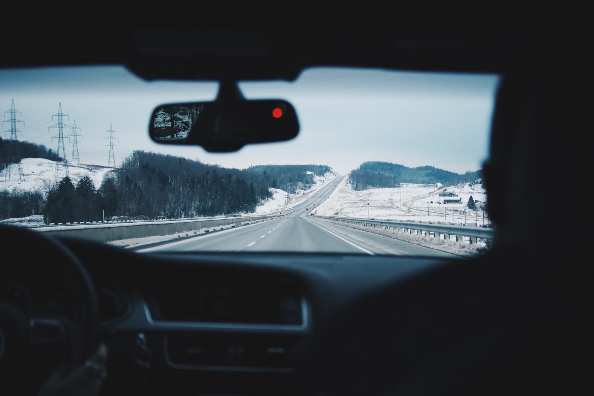 snow and icy roadway