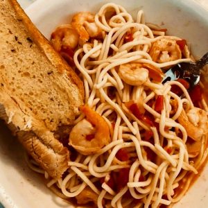Shrimpi scampi takes just minutes to cook on the stovetop, making getting dinner on the table a breeze.