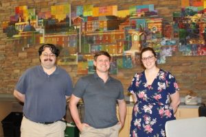 Pictured (l to r) are Clinton-Quisenberry library staff members Jason Sulkers, Jami Pittman and Jennifer Burge. Not pictured is Wesley Cooper.