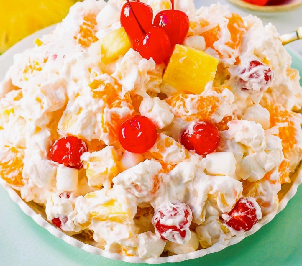 Old-fashioned fruit salad or ambrosia is the perfect last-minute “save” to round out the dessert table on Christmas Day.