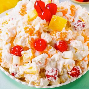 Old-fashioned fruit salad or ambrosia is the perfect last-minute “save” to round out the dessert table on Christmas Day.