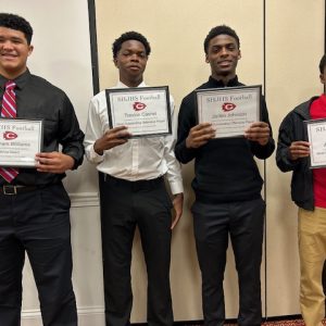 Ninth-grade football award winners included (l to r) Grant Williams, Trevion Casnel, Jaden Johnson and Anthony Blake.