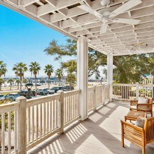 Hotel Pass Christian's private balconies offer birds-eye views of the beach and accompanying sunrises and sunsets.