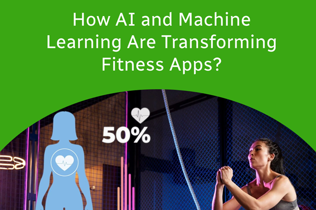 female working out in a gym with AI Fitness App Graphics overlapping