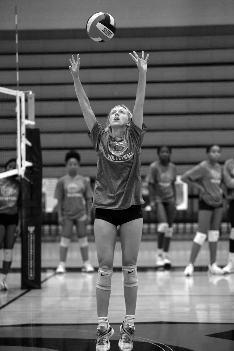 Clinton senior Mary Preston Bruce practices her setting at a Lady Arrow volleyball practice at Clinton High School.