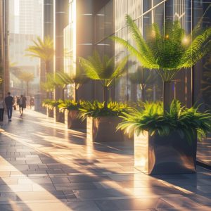 outdoor planters along walkway