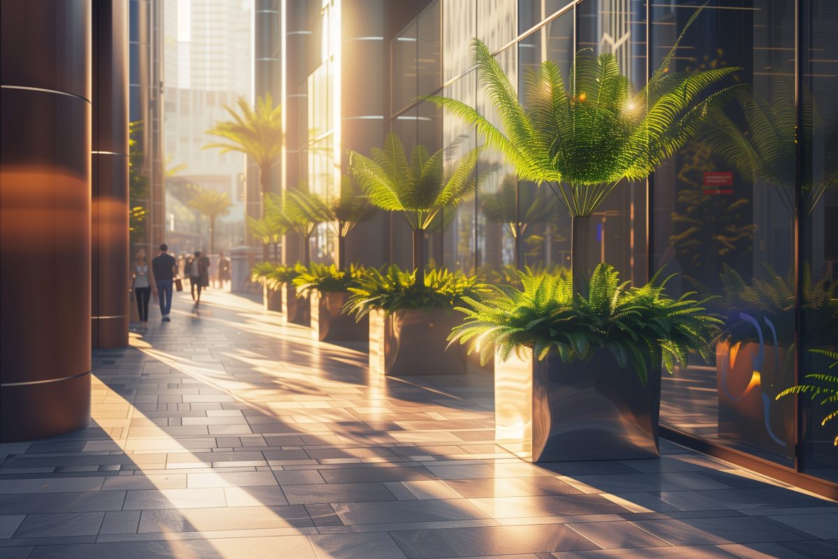 outdoor planters along walkway