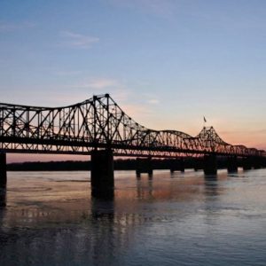 Two steel bridges - the "Old Vicksburg Bridge and more modern "Vicksburg Bridge" span the Mississippi River to connect Mississippi to Louisiana. (Photo courtesy of Visit Vicksburg).