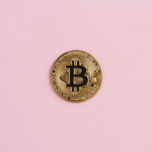 bitcoin on pink background