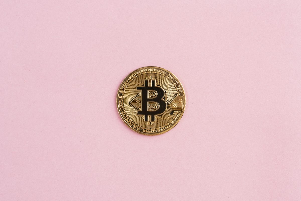 bitcoin on pink background