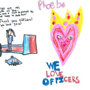Local students write thank you letters to police officers