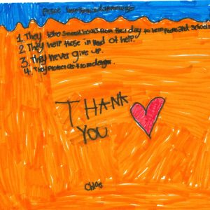 Local students write thank you letters to police officers