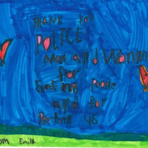 Local students write thank you letters to police officers