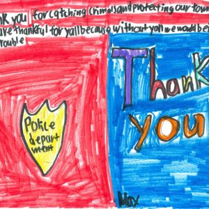 Local students write thank you letters to police officers