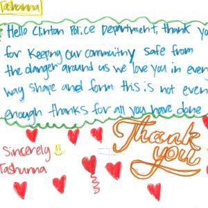 Local students write thank you letters to police officers