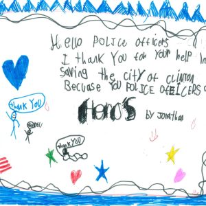 Local students write thank you letters to police officers