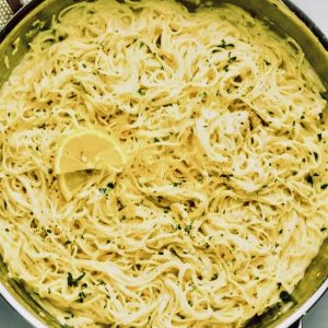 Garlic lemon pasta straight from the skillet is the perfect, easy side for chicken or other main dish and comes together in minutes.