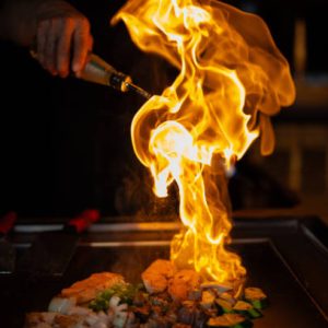 fire on a hibachi grill