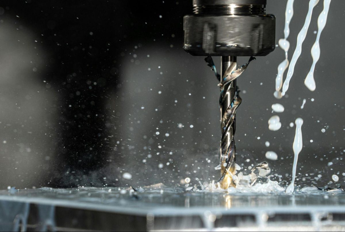 CNC Precision Machine with water splash