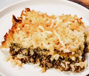A tantalizing mixture of ground beef, vegetables, soup cream and butter, hashbrowns and cheese creates the perfect All-In-One Dish. 