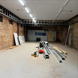 The renovation has exposed brick walls in the 312 Jefferson Street location.