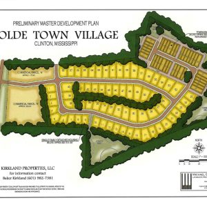 Shown is the plan for the property that required a rezoning. This plan included sixty-eight single-family homes and thirty-five townhomes, as well as commercial parcels fronting the Clinton Parkway and buffer zone areas to help protect the Clinton Community Nature Center. With the rezoning denied, development of the property will continue under its current R-1 zoning, which will include only single-family homes. The current zoning will eliminate the commercial parcels and the townhomes, and an attorney for the developer noted that it also eliminated the twenty-foot buffer zone that was included in the plan to help insulate the Clinton Community Nature Center.