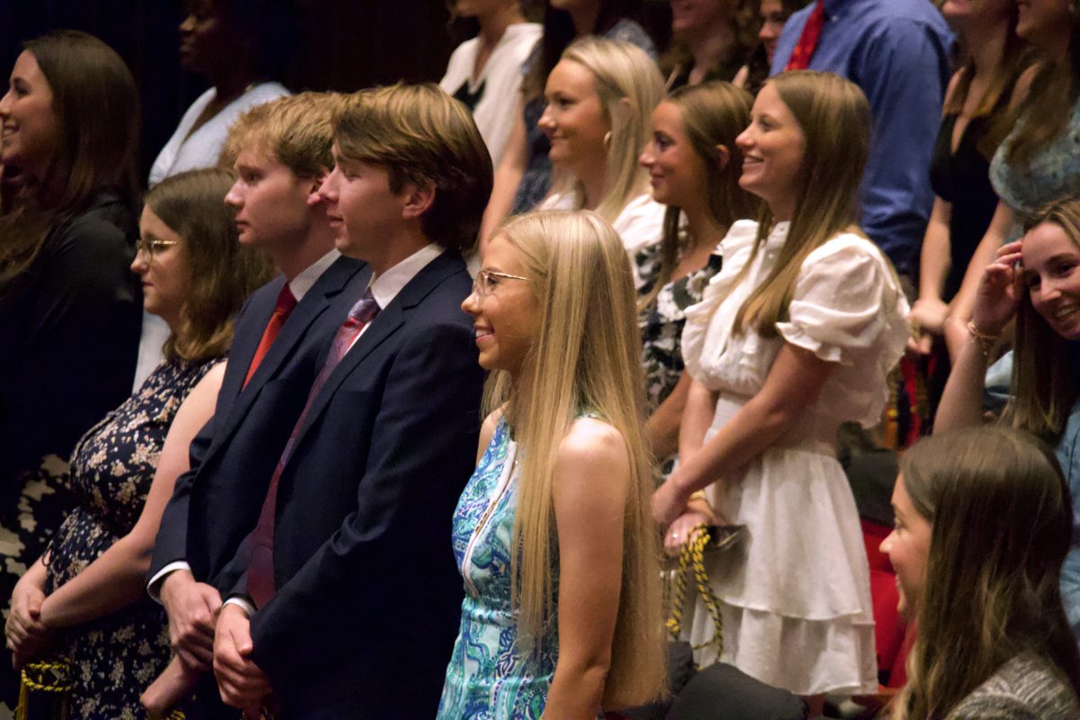 Fall 2024 Phi Kappa Phi inductees attend a ceremony in their honor at the Gertrude C. Ford Center for the Performing Arts on the University of Mississippi campus.