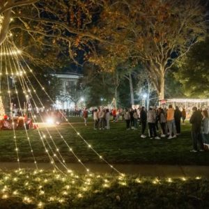 The idyllic Quad at Mississippi College will be awash in twinkling Christmas lights through Christmas Day.