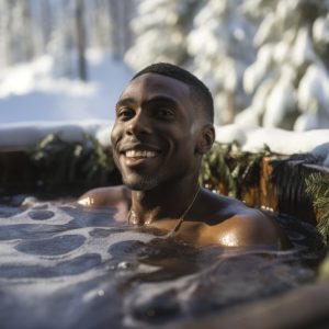 black man in ice bath