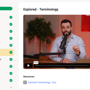 man talking into a mic on video inside a screen named explored terminology