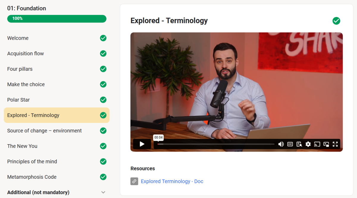 man talking into a mic on video inside a screen named explored terminology
