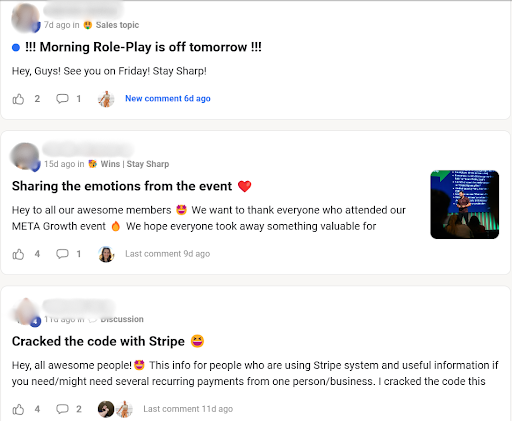 thread of social media messages