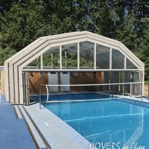 inground pool with cover in play covering