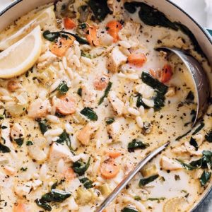 Lemon Chicken Orzo Soup is the perfect way to help get the daily recommended amount of vegetables, vitamins and antioxidants. Equally important, it's hot, filling and delicious.