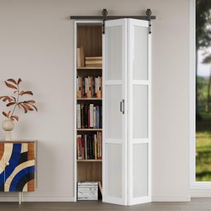 white bifold barn doors