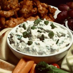 Blue cheese dip works perfectly as a dipping sauce for wings as well as an accompaniment to sliced vegetables and chips.