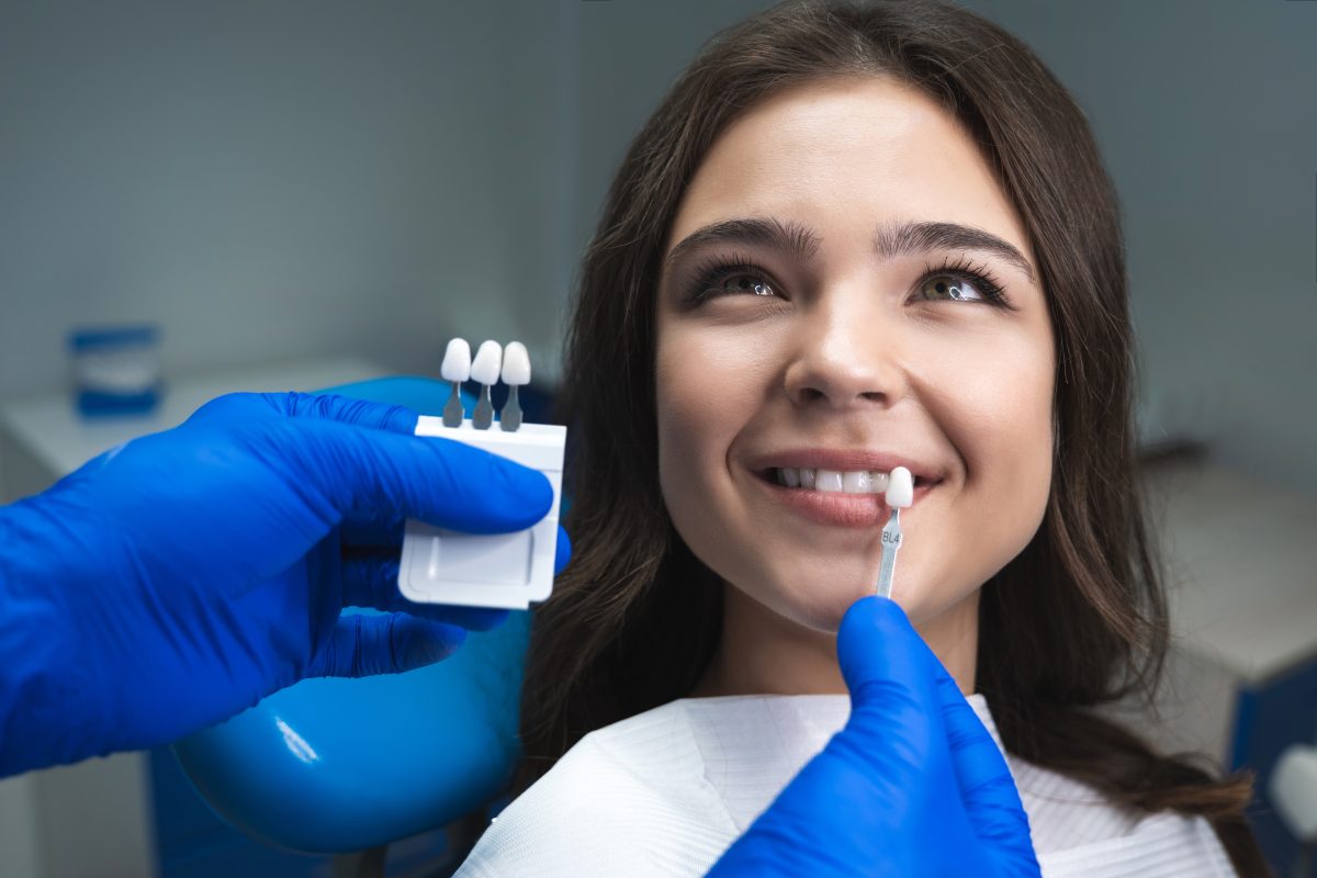 girl at the dentist getting her teeth whittened