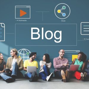 professionals sitting on the floor with blog written in the air