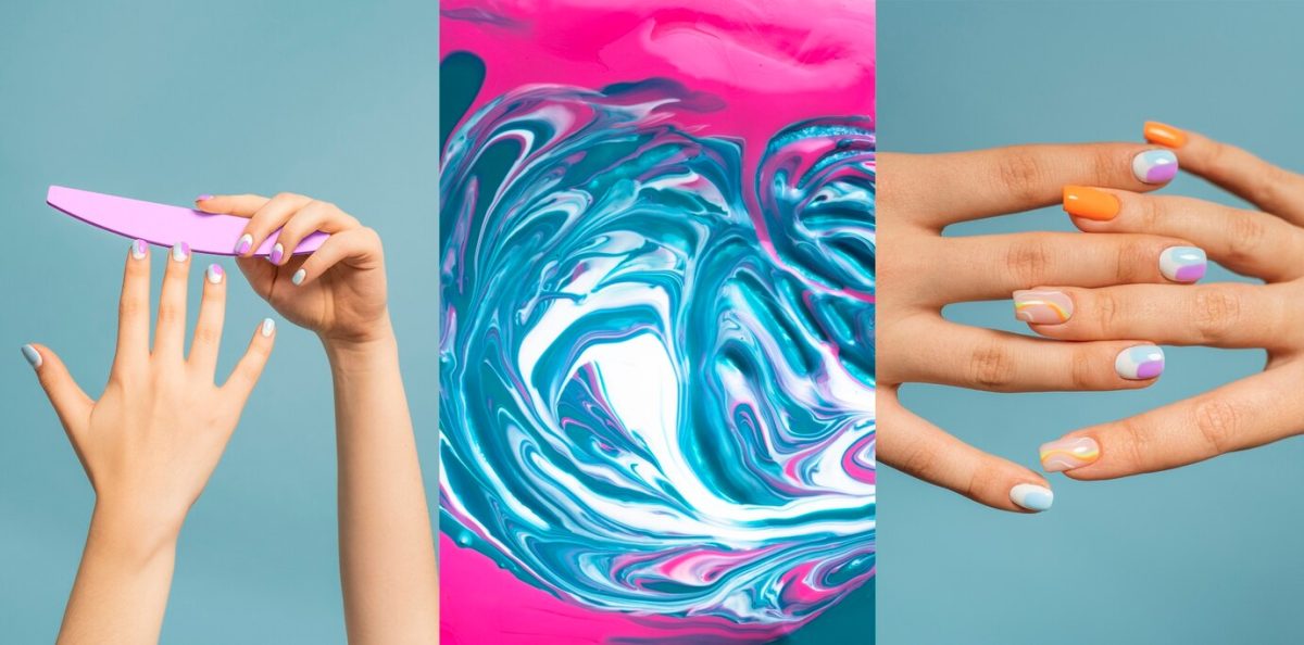 hands with beautiful nail art