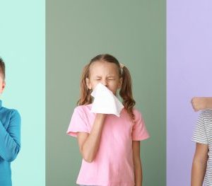 sick kids on colorful background