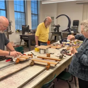 Students in Nate Jarnagin's woodworking class build charcuterie boards using exotic woods. The class is one of many fine art classes the MC Department of Art offers to the community.