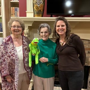 Jenta Boone, Roland Roberts and Christina Burns (l to r) welcomed special guest Kermit the Frog to the April Clinton Study Club meeting. Boone and Burns served as hostesses, and Roberts presented the life of puppeteer Jim Henson, the eighth in a series of the club's programs for the year, concentrating on Mississippi celebrities.