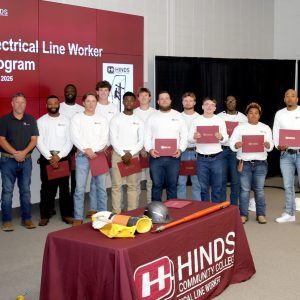 Pictured (l to r) are, front row: instructor Craig Davis, Tyson Beard of Clinton, Parker Bell of Belzoni, Markario Brooks of Canton, Dylan Nichols of Richland, Sidney Bennett of Clinton, Adaychai Bateaste of Magee and Cammie Smith of Crystal Springs; and back row: Kadarius Taylor of Utica, Brayden McCool of Pearl, Chase Hankins of Raymond, Aaron Dohman of Brandon and Jaden Moore of Rolling Fork.