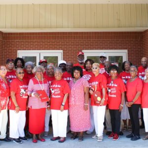 Pictured preparing for the upcoming reunion are (l to r), front row: Herticile Thomas, Shirley Burns, LaJune Crews, Carolyn Patton, Shirley Miller, Earlean Tillman, Esther Ransom, Alberta Ross Gibson, Marilyn Jean Minter, Vertie Hill Martin, Irene Short, Shirley P. Buckley, Lula G. Williams and Elease Kelly; middle row: Patricia Rogers, Geralean B. Gibson, George Martin, Bessie Martin, Mary Mack, Merrell Hubbard, Joyce White Harris, Charlie Hubbard, Tersia Woods Wansley, James McQuirter and James M. Robinson; and back row: Bobby Fox, Ray Gibson, Betty G. Spencer, Richard Mack, Emily Allen Herd, Willie Taylor, Calvin S. Hill, Sr., Alvin T. Hodge and Eddie Staples.
