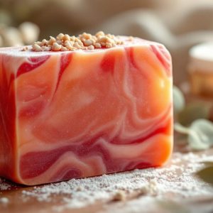 red and white swirl soap